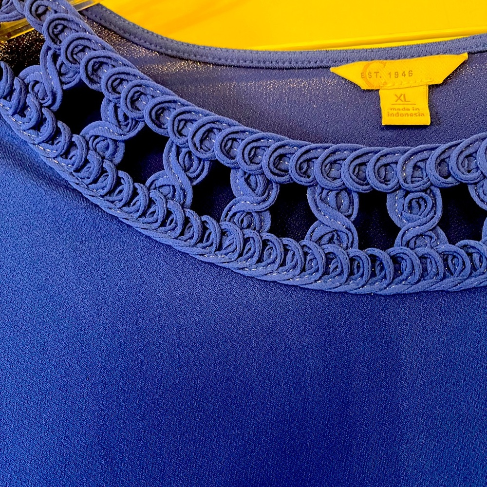 Royal Blue silky feel Ladies top. XL